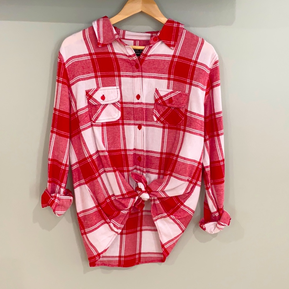 Red and white flannel by Blue Age in a size XL.